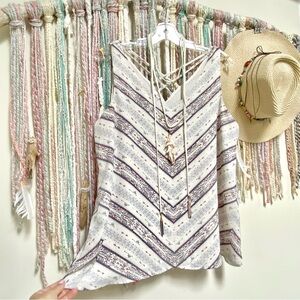 Boho Chevron cross bag sleeveless blouse with shabby chic beach vacation vibe